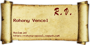 Rohony Vencel névjegykártya